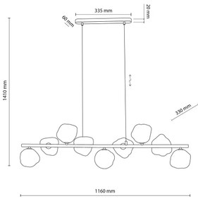 Luster na lanku LAVA 9xG9/8W/230V béžová/dymová béžová