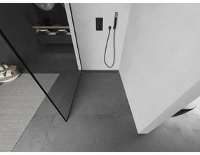 Mexen Kioto L, sprchová zástena Walk-In 100 x 200 cm, 8mm číre sklo čierny vzor, čierny profil, 800-100-103-70-70