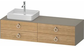 DURAVIT White Tulip závesná skrinka pod umývadlo na dosku (umývadlo vľavo), 4 zásuvky, 1600 x 550 x 408 mm, dub prírodný masív/kameňovo šedá matná, WT4995LH5920000