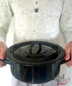Čierny smaltovaný hrniec s pokrievkou Blacck - Ø20cm - 2,8L