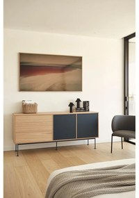 Antracitovosivá komoda v dubovom dekore Teulat Yoko, šírka 180 cm