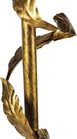 Zlatá stojaca lampa s tienidlom s dizajnom listov a zlatým interiérom 50 cm - Linden