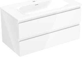 Mexen Orio, kúpeľňová skrinka 90 cm s umývadlom Vela, 2 zásuvky, biela lesklá, 91A10-09047-2-BFF00-W23M00