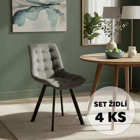 Set - 4 ks Jedálenská stolička AVENBERG NOLA, sivá