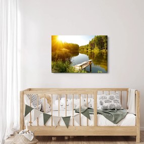 Obraz - Jazero pri lese (90x60 cm)