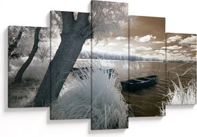 Obraz loďky na jazere (150x105 cm)