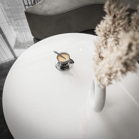 OKRÚHLY KONFERENČNÝ STOLÍK LEONARDO 2 BIELY LESK / ZLATÝ