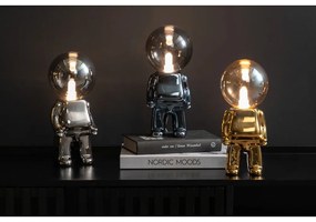 LED stmievateľná stolová lampa v striebornej farbe so skleneným tienidlom (výška 27 cm) Ross – Leitmotiv