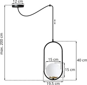 Závesné svietidlo Florence Spider, 1x biele sklenené tienidlo, b/g, U