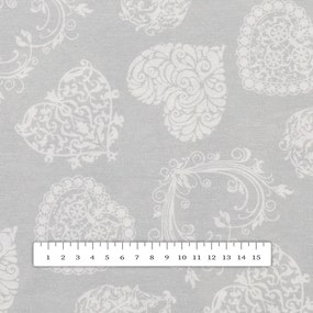 Biante Dekoračný obdĺžnikový obrus PML-071 Srdce s ornamentami na sivom 80x120 cm
