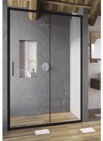 Sprchové dvere do niky Sprchové dvere pre sprchovú zástenu RAVAK Blix Slim 100 cm farba rámu čierna dekor skla číre sklo X0PMA0300Z1