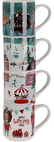 4-dielna sada hrnčekov Winter, 265 ml, porcelán