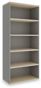 Vysoká skriňa SimpleOffice 80 x 40 x 180 cm, dub svetlý / sivá