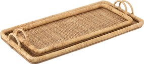 Set 2ks ratanový podnos s uchami Rattan Boom - 71*36*10/ 61*28*9 cm