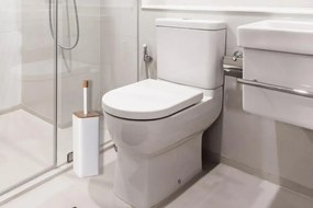 Erga Fonti, WC kefa voľne stojaca, biela/bambusova, ERG-YKA-P.FONTI-WHT