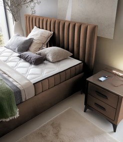 Nočný stolík s 2 zásuvkami Joy, whisky hnedá látka