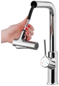 Invena Farsala, vysoká drezová batéria s 2-funkčnou výsuvnou výlevkou h-369, chrómová, INV-BZ-40-L01-S
