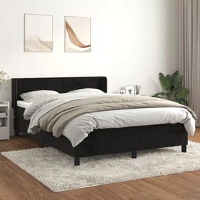 Posteľný rám boxspring s matracom čierny 140x190 cm zamat 3131017