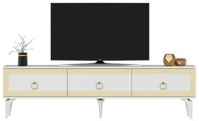 TV stolík/skrinka Muvuta 2 (biela + zlatá) . Vlastná spoľahlivá doprava až k Vám domov. 1095413