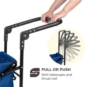 Waldbeck Easy Rider, ťahací vozík, do 70 kg, teleskopická tyč, sklopný, modrý