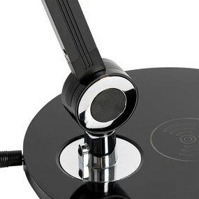 Dizajnová stolná lampa čierna vrátane LED s dotykovým a indukčným nabíjaním - Don