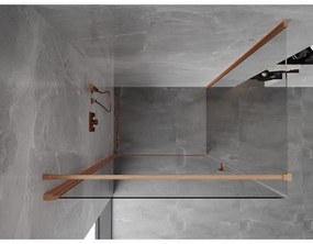 Mexen Mist-B, 1-krídlový výklopný sprchový kút 85 x 95 cm, číre sklo, medený matný profil, 8A2T-085-095-65-00