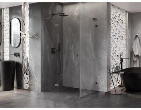 Mexen Lunar, L sklápací sprchový kút ľavý 75 x 70 cm, 8mm číre sklo, profil grafit brúsený, 834L-075-070-66-00-L