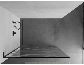 Mexen Kioto L, sprchová zástena Walk-In 120 x 200 cm, 8mm číre sklo biely vzor, čierny profil, 800-120-103-70-97