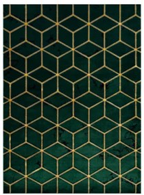 Koberec EMERALD exkluzívny 1014 glamour, styl kocka fľaškovo zelený / zlatý