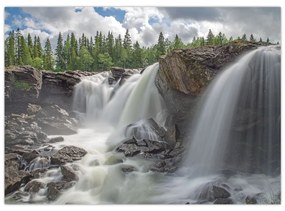 Sklenený obraz vodopádov (70x50 cm)