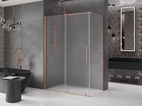 Mexen Velar, sprchový kút s posuvnými dverami 140 x 80 cm, 8mm sklo námraza, medená matná, 871-140-080-31-65