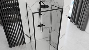 Rea Rapid Fold - sprchovací kút so skladacími dverami 100(dvere) x 100(stena) číre sklo, čierny profil, KPL-09906