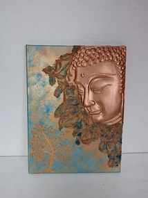 Obraz Budha pozerajúci, modrý, ručná práca, 40x30cm