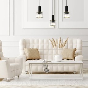 Závesné svietidlo Cristal, 3x transparentné krištáľové tienidlo, b/g