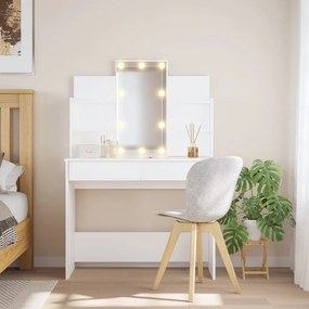 Toaletný stolík s LED svetlami biely 96x40x142 cm 837892