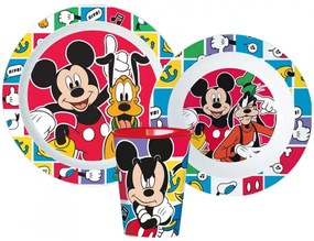Súprava plastového riadu Disney - Mickey Mouse a Pes Pluto s kelímkom - 3 diely