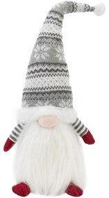 Vianočný škriatok ELF 0623 - 48 cm sivý/biely