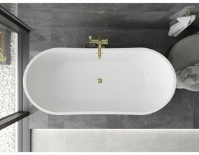 Mexen Montana, voľne stojaca vaňa 180 x 80 cm, biela-čierna, zlatý lesklý prepad, 52011808075-50