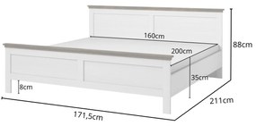 Manželská posteľ 140 cm Elvina S Typ 30 (biela + jaseň + dub lefkas). Vlastná spoľahlivá doprava až k Vám domov. 1108231