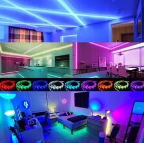 BERGE LED pásik RGB 20m + diaľkové ovládanie + napájací zdroj