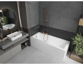 Mexen Next L, 1-krídlová vaňová zástena 100 x 150 cm, 6mm číre sklo, medený profil, 895-100-000-03-00-65