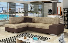 Rohová sedačka s rozkladom a úložným priestorom Ferol L - cappuccino / tmavohnedá