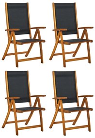 Skladacie záhradné stoličky 4 ks akáciový masív a textilén