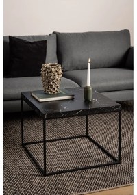 Čierny konferenčný stolík s doskou v dekore mramoru 60x60 cm Barossa – Actona