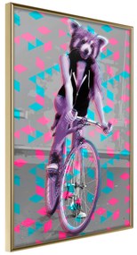 Artgeist Plagát - Raccoon On The Bike [Poster] Veľkosť: 30x45, Verzia: Zlatý rám