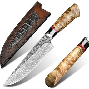 KnifeBoss damaškový nôž Chef 6.8" (172 mm) Burl Wood VG-10