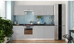 Kuchynská linka CELESTE 240 cm lesklá sivá