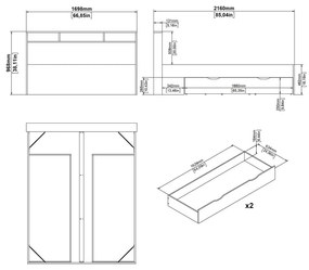 Dvojlôžková posteľ v dekore duba s úložným priestorom bez roštu 160x200 cm v prírodnej farbe Ikast – Tvilum