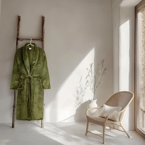 Zelený župan z mikroplyšu veľkosť XL/XXL Polyvelvet – Good Morning