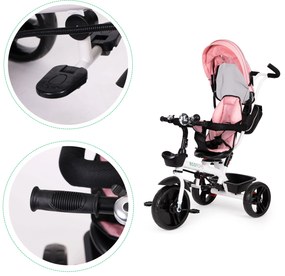 Trojkolka otočné sedadlo so strieškou Ružová ECOTOYS